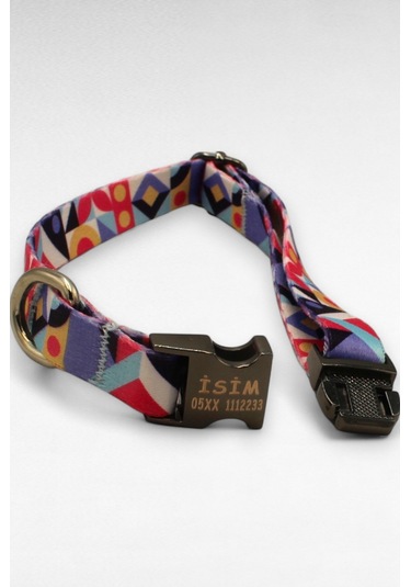 Caramelos İsimli Köpek Tasması, Yavru Köpek Tasması, Küçük Irk Köpek Tasması, Metal Kilit, 1,5 Cm Çok Renkli