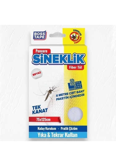 Boss Tape Pencere Cam Sineklik 75x125cm Cırt Bantlı