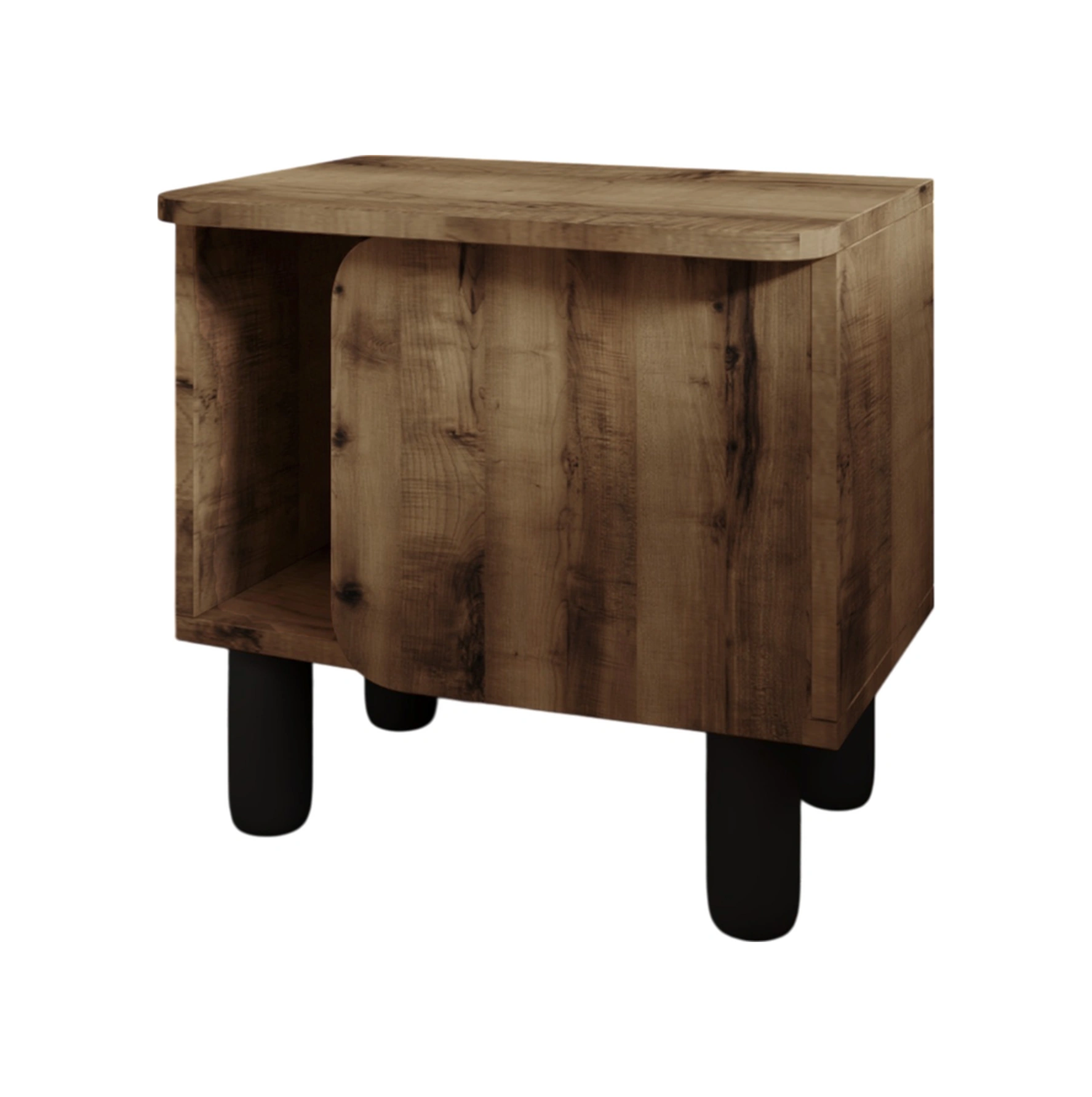 River Komodin Şık Ve Fonksiyonel Başucu Sehpası Antik Ceviz