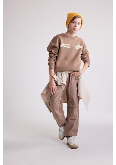 DeFacto Erkek Çocuk Bağcıklı Beli ve Paçası Lastikli Cepli Jogger Gabardin Pantolon C7577A824WNBG73