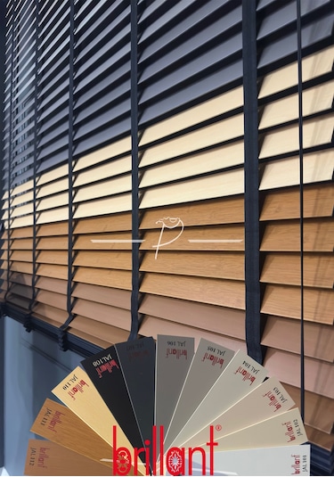 Brillant Ahşap 50 Mm Jaluzi Perde %100 Doğal Ahşap Ekru