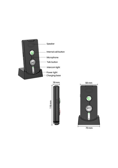 2 Adet Interkomlar Kablosuz Ev Sesli Çift Yönlü Arayan Siyah