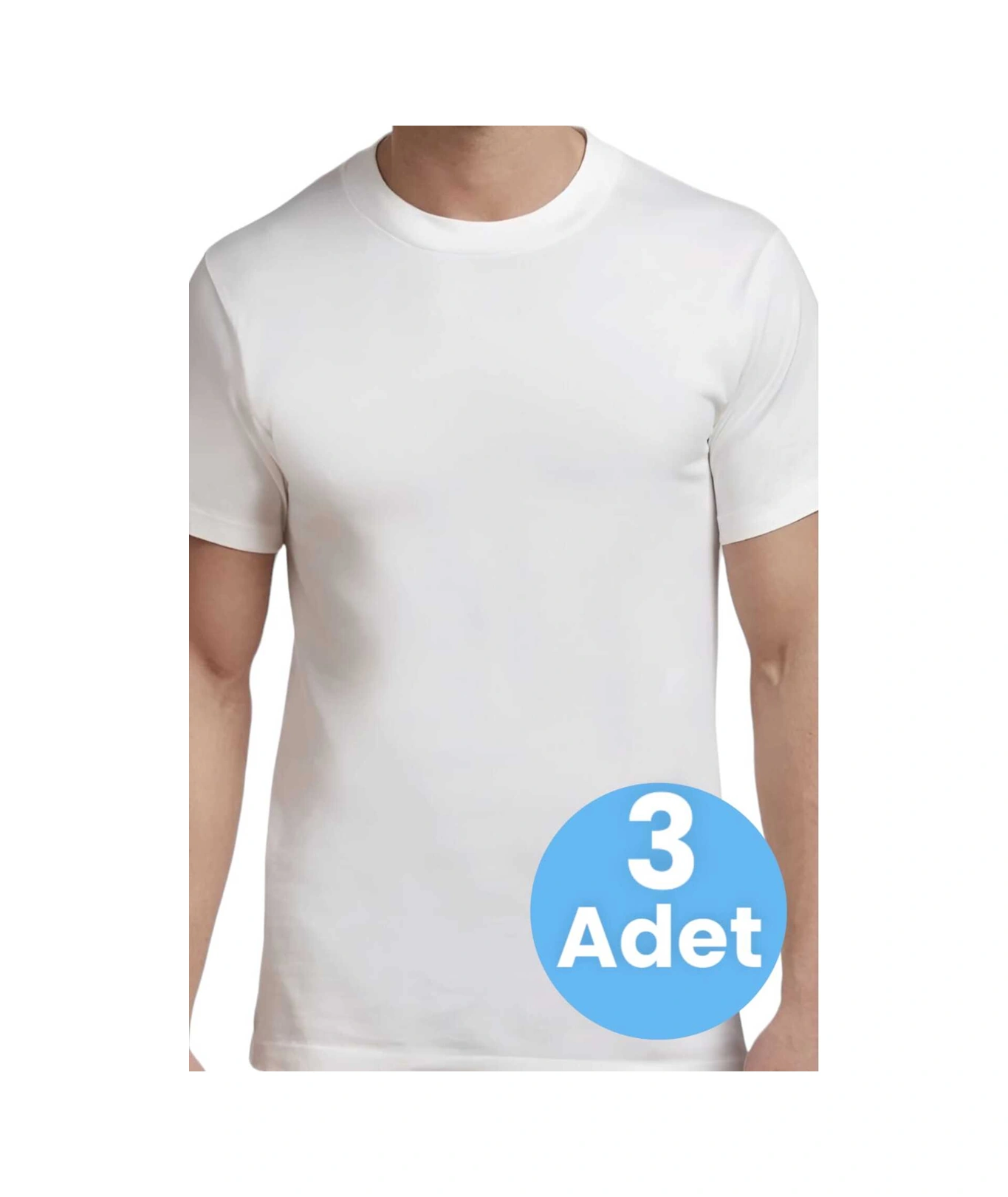 Tezzgelsin Erkek Sıfır Yaka Pamuklu 3'lü Fanila Beyaz
