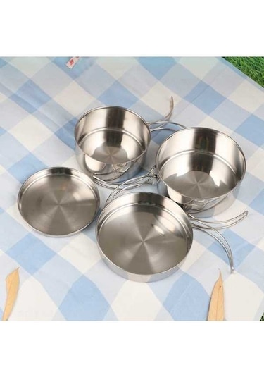 Ulzyvf Ve Seti Reedark Kamp Çelik 4 - Br Gümüş, Dayanıklı Pişirme Piknik Aksesuarı Gümüş