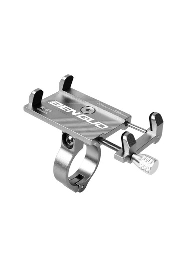 Motosiklet Gidon Alüminyum Alaşımlı Telefon Braketi Gümüş Silver