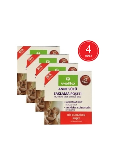Vello Anne Sütü Saklama Poşeti 4 x 25 Adet