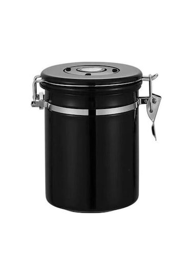 Novahub Siyah 1.5l Mühürlü Kutu Büyük Kapasiteli Küf Geçirmez Hafif Mükemmel Tahıllar Çay Kahve Çekirdekleri Ev İçin Kepçe İle Teneke Kutu Siyah