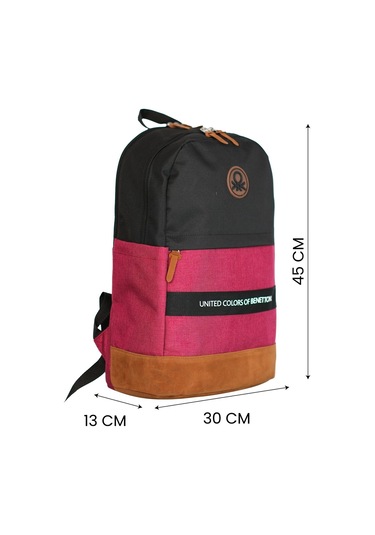United Colors Of Benetton Üç Bölmeli Retro Erkek Çocuk Sırt Çantası - Siyah-kırmızı - Günlük Okul Seyahat Çok Renkli