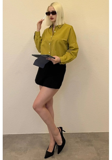 Madmext Mad Girls Hardal Oversize Gömlek Mg1369 HARDAL