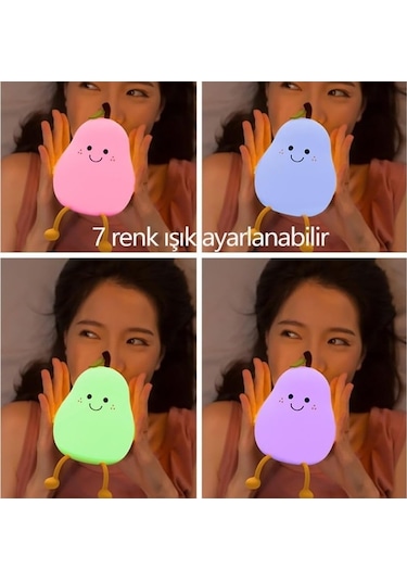 Flybuy Yatak Usb Şekilli Şarj Oturma Odası Odası Masa Led Lambası Işık Için Gece Armut Ee Çok Renkli