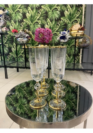 Paşabahçe Gerçek Yaldızlı 6'lı Amore Kahve Yanı Su Bardağı