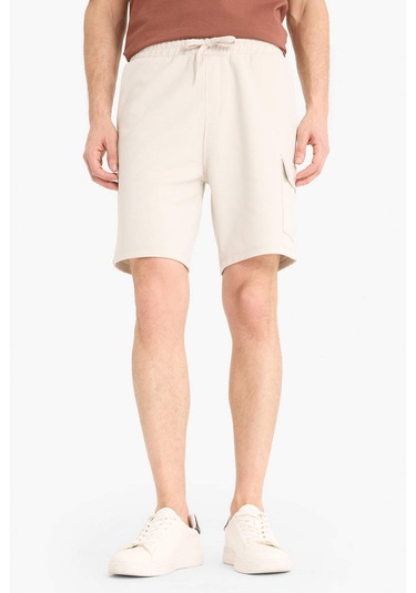 DeFacto Regular Fit Dokulu Düz Paça Kargo Cepli Basic Düz Şort B8796AX25SMBG766