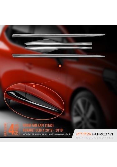 intakrom Renault Clio 4 Krom Yan Kapı Çıtası 4 Parça 2012-2021- Hb-Sw N11.2659
