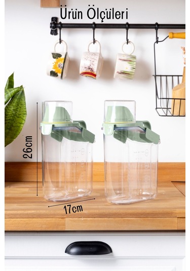 Contalı Sızdırmaz Erzak Saklama Kabı / 1800 Ml / Yeşil - Tekli Yeşil