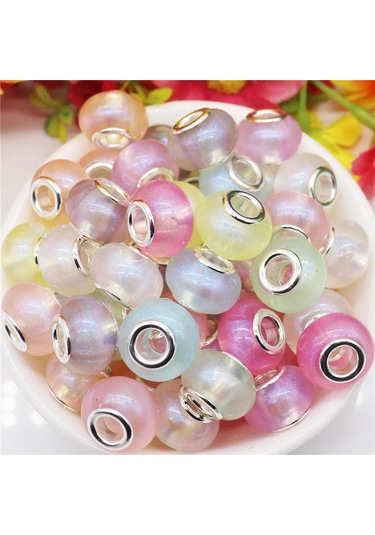 Irisdream 10 Adet Murano Reçine Rondelle Boncuk Bilezik Dıy Takı Yapımıgreen Green