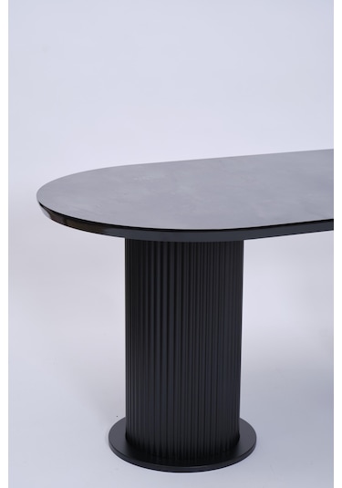 Bohem Boyalı Highgloss Mdf Yemek Masası 90 170 Siyah