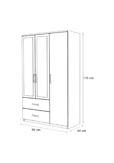 Gm 851 Home Aynalı 3 Kapı 2 Çekmeceli Gardırop