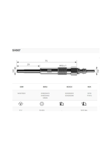 Svac Sv007 Opel Frontera 2.5 Tdi Isitma Bujisi Takım 4 Adet