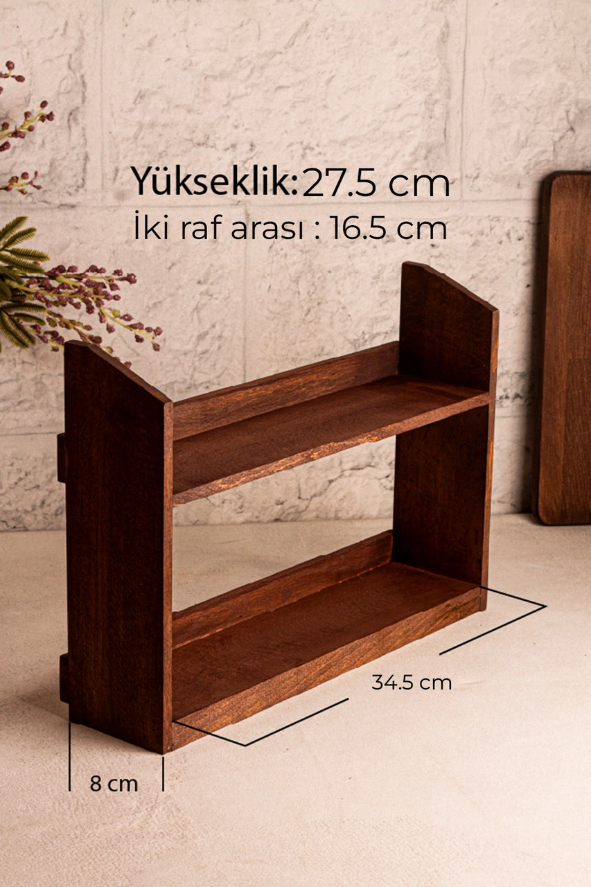 Mira Büyük - 8'li Ahşap Standlı Vakumlu Ahşap Kapaklı Cam Baharatlık Takımı Saklama Kabı Seti 445 Ml Ahşap