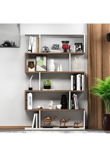 Core-s Kitaplık - Beyaz / Ceviz