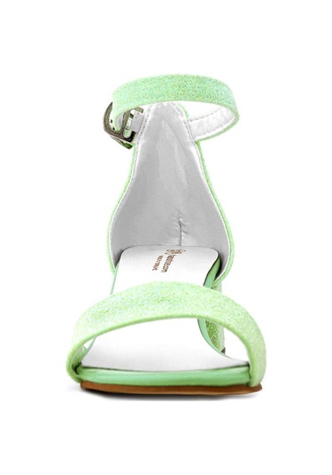 Lilo Simli Yeşil Tek Bantlı Kız Çocuk Topuklu Abiye Ayakkabı Yeşil