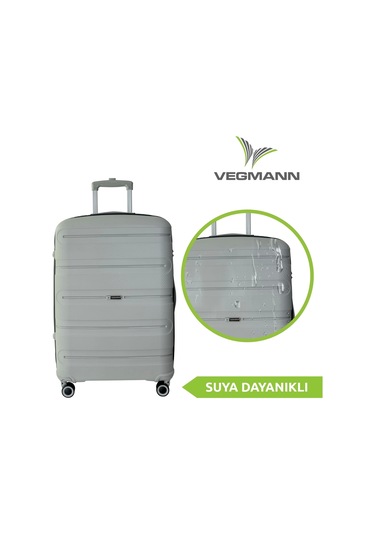 Vegmann Polipropilen Pp Atlas Gri Büyük Boy Valiz Çok Renkli