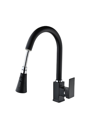 Vilas Diamond Lüks Kare Siyah Spiralli Fonksiyonlu Eviye Bataryası