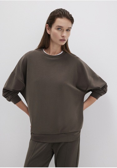Mavi - Lux Touch Tencel Tm Modal Kahverengi Sweatshirt 168837-90707 Kahverengi