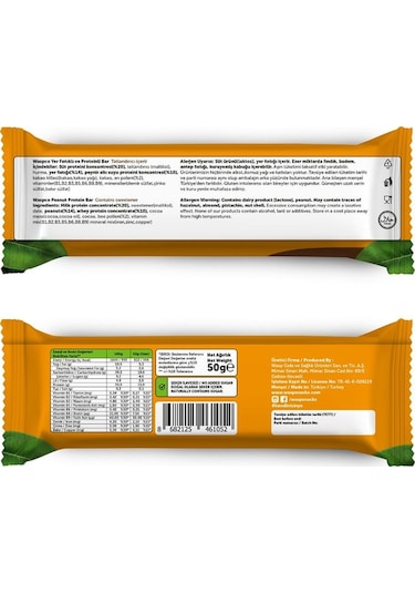 Waspco Yüksek Protein Bar - Yer Fıstık Ve Kakaolu 50g X 12 Adet