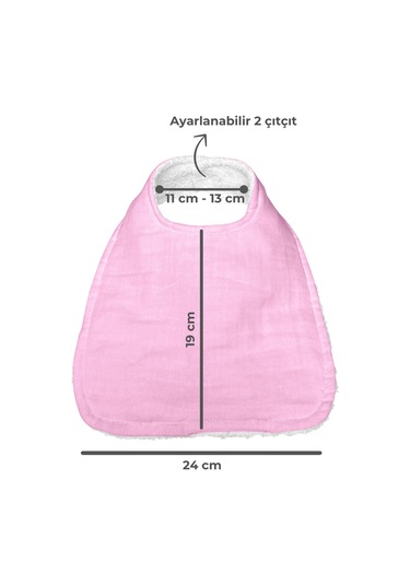 Pamuklu Sıvı Geçirmez Mama Önlüğü Bürümcük-havlu Çift Yönlü P-b Beyaz - Pembe