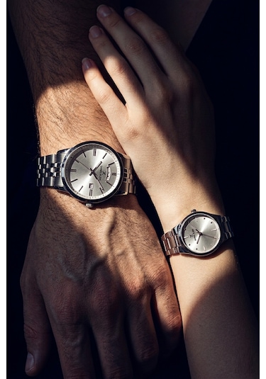 Daniel Klein 8682308439122 Classic All Silver Çelik Kordonlu Sevgili Çift Kol Saatleri Gümüş