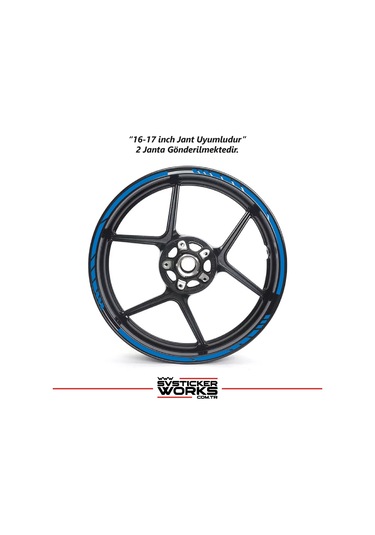 Motosiklet Jant Şeridi Jant Sticker Dekor Model Parçalı Desen Sticker Set Mavi