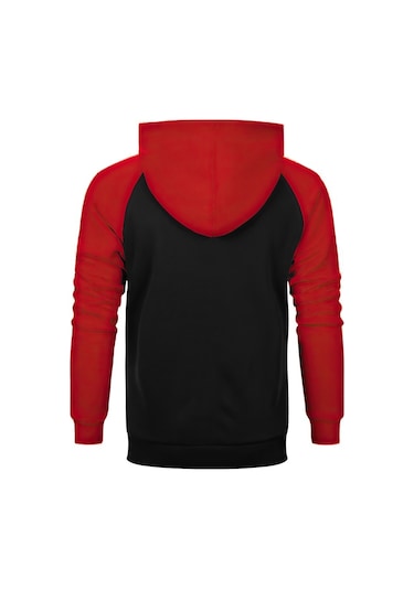 Manowar Logo Classic 2 Kırmızı Reglan Kol Kapşonlu Sweatshirt Kırmızı