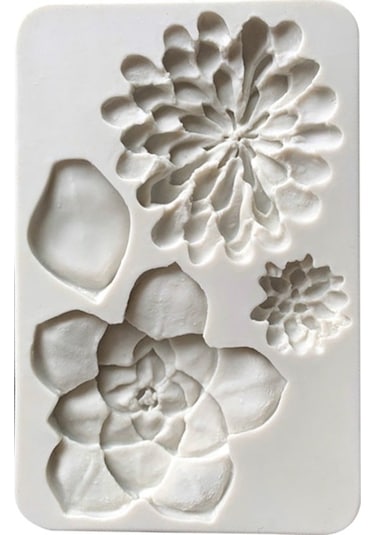 Dancemonkey 2 Adet Büyük Çiçek Desenli Çikolatalı Fondan Kek Silikon Kalıp Beyaz