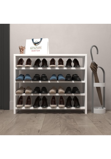 Kenzlife Ayakkabılık Mısri Mat Beyaz Suntalam 065 080 20 Onaltı Çift Ayakkabı Kapasitesi Arkalıksız Beyaz