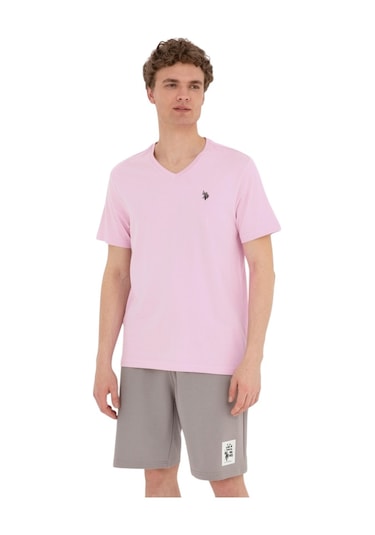 U.S. Polo Assn. Erkek V Yaka T-shirt Pembe