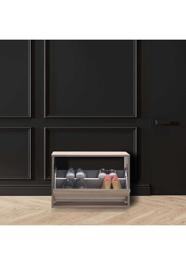 Step Oturaklı Ayakkabılık Açık Ceviz Tori 60x42x30 Cm Gxyxd