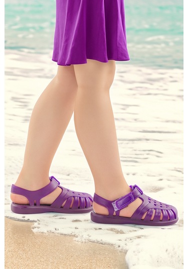 Kiko Kids Fina Günlük Deniz Havuz Plaj Kız Çocuk Sandalet Ayakkabı Mor