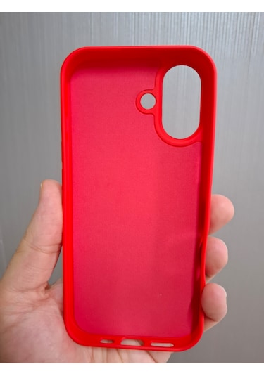 İphone 17 Uyumlu Logolu İçi Kadife Silikon Lansman Kılıf Kırmızı