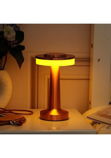 Hymark Retro Şarjlı Dekoratif Dokunmatik Metal Masa Lambası 3 Ren