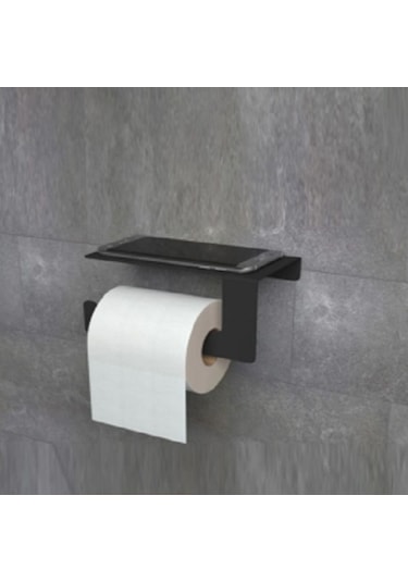 Dione Store Siyah Telefon Raflı Tuvalet Kağıtlık