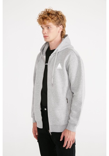 Jp Basıc Full Zıp Sweatshırt Hoodıe Gri