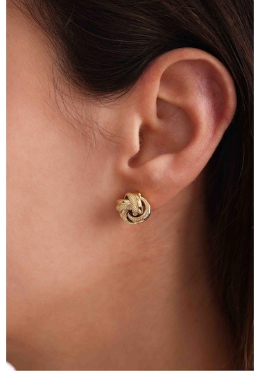 İtalyan Tasarım Örgü Düğme Küpe