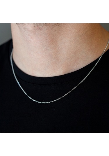 14 Ayar Altın 50 Cm Beyaz Erkek Zincir Kolye N11.352