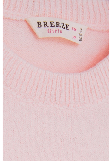 Breeze Kız Çocuk Triko Kazak Pullu Kalp Baskılı 1.5-5 Yaş, Pudra