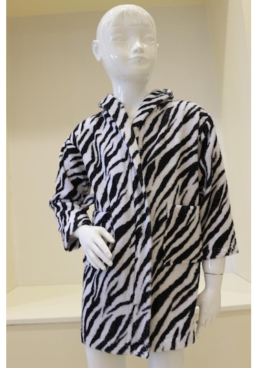 Bebek & Çocuk Baskılı Kapşonlu Bornoz %100 Pamuklu Unisex Çok Renkli