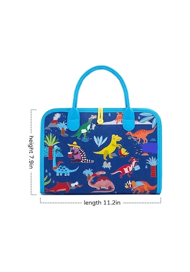 Montessori Keçe Eğitim Çantası Busy Board- Mavi Dinazor 8 Sayfa