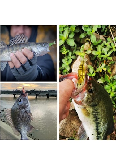 Valkyrie 12 Adet Fosforlu Kancalı Silikon Karides Olta Yem Sahte Yapay İğneli Balık Yemi Sarı