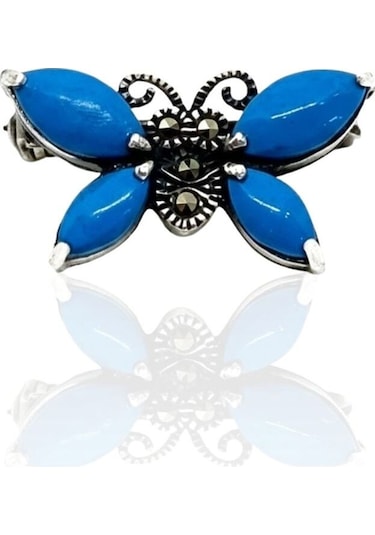 Oya Silver Gümüş Kelebek Broş 834583852 Mavi