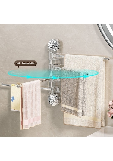 Yifomall Banyo Süpürgesi Tutucu, Delme Yok Kurulum, Döner Çok Kollü, Camgöbeği Aksesuarlar Şeffaf Gümüş 4 Kol + Altın 2 Adet , Organizasyon Ve Kolay Erişim Diğer